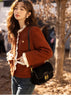 Wool Coat for Women Winter Korean Retro Lace Splicing Lamb Wool Button Pockets Thickened Warm Female Coat MXB43W0720