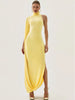 Split Turtleneck Sexy Maxi Dress Women Gown One-shoulder High Waist Bodycon Solid Club Party Long Dress Elegant