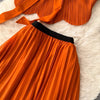 Elegant Rhinestone Pleated Skirt Sets Slim Party Club Vintage Dress American Women Clothes Two Piece Set 9R3018
