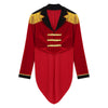 Womens Circus Ringmaster Costume Tuxedo Party Showman Tailcoat Blazer Stand Collar Fringed Shoulder Board Velvet Jacket Coat