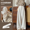 Retro Maillard Brown Corduroy Pants for Women Autumn Winter Wide Leg Pants Female Casual High Waist Straight Leg Trousers