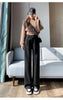 Brown Woolen Suit Pants for Women in Autumn and Winter Narrow Version Straight Wide-leg Pants with Drape