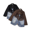 Autumn European and American Oversize Denim Patchwork Asymmetrical Long-sleeved Women's Jackets