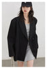 Women Blazers Solid Loose Double-breasted Wide Shoulder Office Ladies Suit Jacket Oversized Coat Spring Autumn