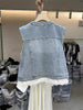 Spring Autumn lace Stitching Denim Vest Jacket Women's Korean Sleevele Waistcoat Cowboy Vest Coat Female Casual Ladies Tops