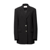 The Ultimate Store Hit Women's Mid-Length Oversized Blazer with Shoulder Pads for Petite Figures, Casual Suit Jacket