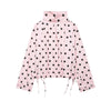 Women Elegant Polka Dot Pink Jacket Single Breasted High Collar Drawstring Coat Spring Lady Street Outwear
