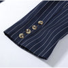 Pinstripe Women's Blazer Coats Back Cut Out Tie Long Sleeve Jackets for Woman Lapel Collar Navy Striped Suit Jacket Office Chic