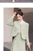 Elegant Tweed Two Piece Set for women Tassel Long Sleeve Jacket Coat + High Waist Skirt Sets Office Lady Suit