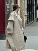 Women's Cape Trench Coat Vintage Double-breasted Long Sleeve Lapel Loose Fit Oversized Overcoat Street Autumn Irregular Jacket