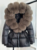 Lagabogy Real Fox Fur Collar Winter Women Hooded Puffer Jacket 90% White Goose Down Coat Female Thick Waterproof Outerwear