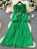 Spring Autumn Elegant Dress for Women French Mushroom Edge Crimping Loose Chiffon Long Sleeve Long Dress C141