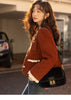 Wool Coat for Women Winter Korean Retro Lace Splicing Lamb Wool Button Pockets Thickened Warm Female Coat MXB43W0720