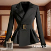 Women's Blazer Jacket Spring Autumn Slim Black Office Ladies Outerwear Solid Color Casual Female Suit Coat