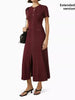 French Style Knitted Long Dress round Neck Hollow out Wooden Edge Skirt Elegant Autumn Women's One Piece Dress