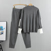 Autumn Runway 2 Pieces Set Knitted Long Sleeve Pullovers Sweater Casual Patchwork Women Tops and Pants Suits Spring