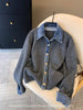 High-Quality Korean Denim Shirt Collar Stitching Fake Two-piece Sweater Women Cardigan Chic Knitted Coat Female Tops