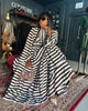 Vintage Women Striped Bowknot Collar Long Sleeve High Waist Big Swing Babydoll Maxi Long Dress Vestidos Dresses