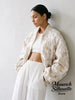 Stand Collar Jacquard Bomber Jacket Women Chic Long Sleeves Zip‑front Loose Fit Short Coat Lady Autumn High Street Outwear