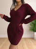 Women Sweater Dresses Cocktail V Neck Knitted Dress Sweater Sheath Dress