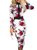 Women's Printed Tight A-line Skirt Sexy Suit Collar Dress Wrapped Buttocks For Women With Belt