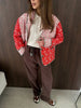 Chic Printed Color Spliced Short Coats Women's Casual Single Breasted Cotton Pocket Coat Autumn Winter Lady Daily Outwears
