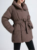 Women's Parkas Solid Color Warm Cotton Padded Coat Jacket Belt Gathered Waist Female Winter Clothing 2DB1775