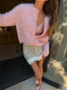 Lazy Style Wool Cardigan Women's Spring and Autumn Loose Round Neck Knitted Short Jacket Soft Long Sleeved Sweater