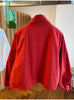 Women's Red Stand Collar Jacket, Casual Loose Fit Zip Up Outerwear with Drawstring Cuffs, Short Thin Coat for Autumn Spring
