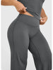 High Waisted Wide Leg Yoga Pants Women Butt Lift Coffee Brown Workout Trousers Flare Leggings Tummy Control Gym Fitness Wear