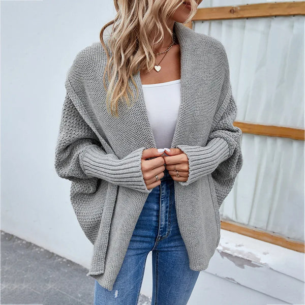 Women Sweater Jacket Stylish Women's Autumn Winter Lantern Sleeve Cardigan Solid Color Knitting Coat for Streetwear