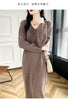 100% Merino Wool Women Long Dress Sweater V-Neck Pullover Long Dress Versatile Cashmere Knitwear Bottoming Clothing