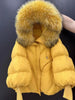 Winter Women's Casual Thickened Warm Knitted Sleeve Goose down Jacket Real Mink Collar Hooded