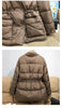 Lagabogy Winter Women White Duck Down Coat Female Notched Collar Double Breasted Coats Casual Lady Drawstring Puffer Outwear