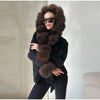 Elegant Faux Fur Thicken Jackets Women's Long Sleeves Pockets Patchwork Belts Hoodie Coat Winter Chic Warm Outerwear