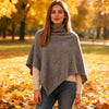 Cozy Solid Color Turtleneck Poncho Soft Loose Fit Cashmere Pullover Thin Warm Bat Sleeve Pullover for Women