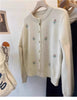 Korean Ladies Round Neck Knitted Cardigan Femme Long Sleeves Embroidery Sweater Coat Autumn Women Knit Jacket Tops