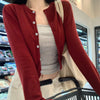Red Cardigan Sweater for Women Soft Knit Long Sleeve Button-up Crop Jacket Blouse Top Spring Autumn Shrunken Cardigan Y2K