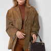 Autumn Winter Women Jacket With Lapel Woman Casual Single Breasted Pocket Long Sleeve Short Coat Street Overcoat