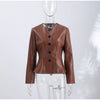 Women's Crocodile Embossed Short Jacket Round Neck Long Sleeve Single Breasted Coat Vintage Y2K Streetwear Autumn Casual Outfit