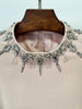 High Street Designer Party Vestido Women's Pearl Studded Diamond Long Dress