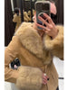 Women Vintage Floral Jacquard Faux Fur Trim Jacket V Neck Single Button Furry Cuff Cropped Coats Vintage Winter Warm Party Coat