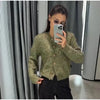Women Round Neck Tweed Jacket Fringe Trim Long Sleeve Open Front Cropped Texture Outerwear Lady Elegant Daily Street Coat