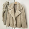 Mueyeruho Winter Women Faux Fur Jacket Coat Solid Khaki Long Sleeve Thick Warm Overcoat Outwear Fluffy Coat For Women