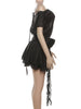 Hipster Sash+Dress Women Thin Elegant Slash Neck Tierred Puffy Hem 3d Flowers Tassel Buttons Skinny Party Bodycon