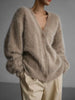 Women's Cardigans Korean V-neck Sweater Coat Long Sleeve Oversized Sweater Female Buttons Solid Knitted Jacket Women