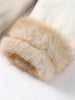 Women's Winter Coats Hooded Faux Fur Patchwork Furry Collar Lace Up Winter Coats Autum Female Long Sleeve Coat Outerwears