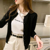 Knitted Cardigan Jacket Women Spring Autumn Round Neck Casual Cardigans Woman Solid Color Slim Korean Jumpers Female
