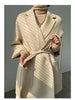 Winter Casual Adjustable Waist Wool Coat Women Water Ripples Woolen Coat Jackets Female Autumn Camel Coat Commuting