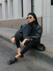 Beige Croc Leather Cropped Jacket Y2k Stand Collar Long Sleeve Wide Cuff Oversize Coat Autumn Street Daily Casual Outerwear